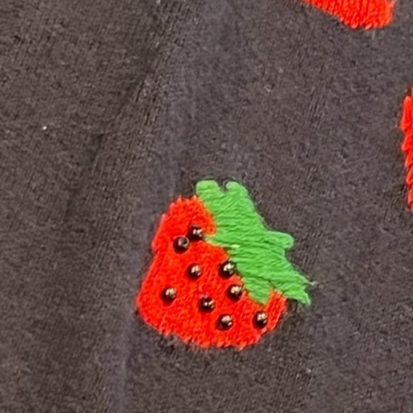 Talbots Navy Blue Embroidered Fruit Knit Pullover Sweater Women's Sz Large P - Picture 7 of 11